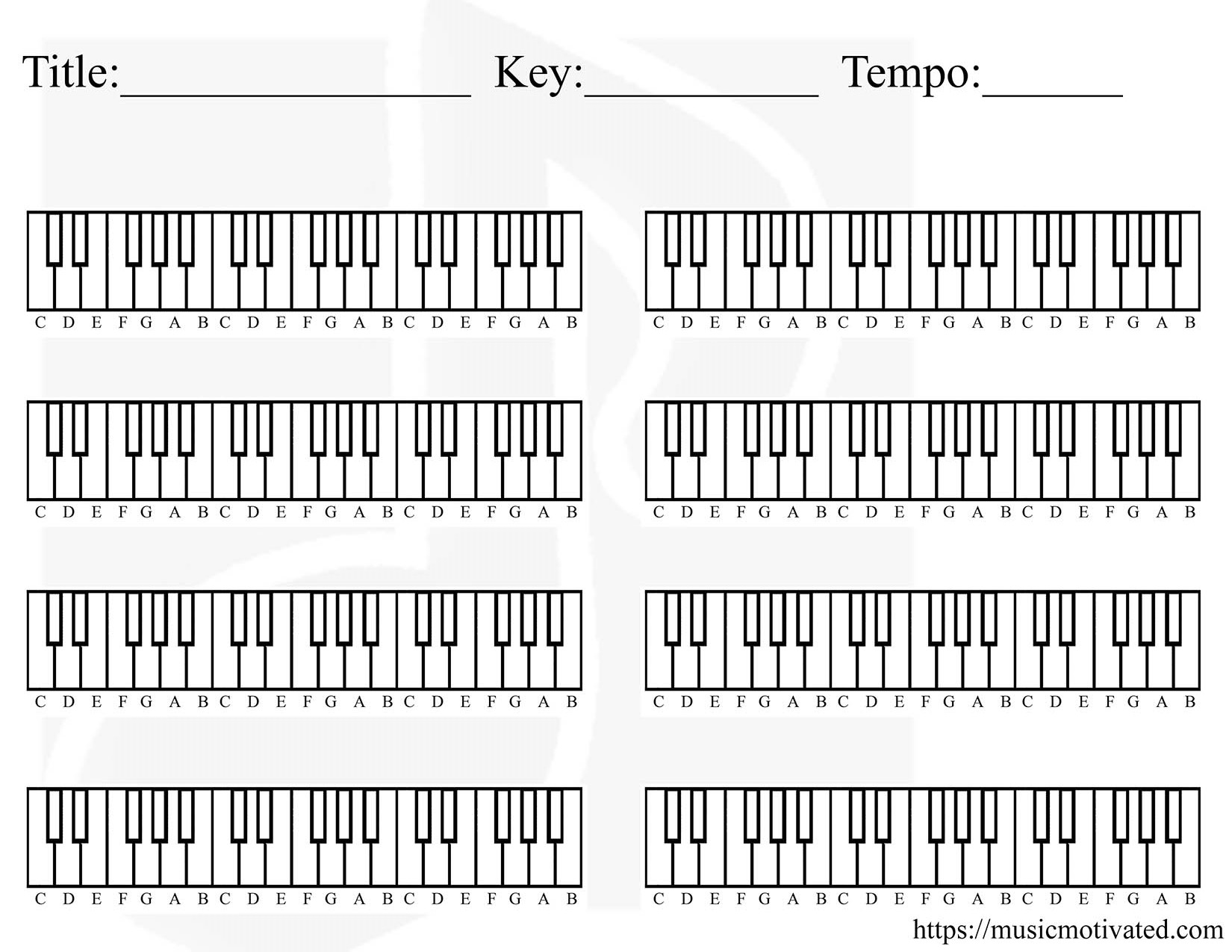 Blank chord tabs for all instruments